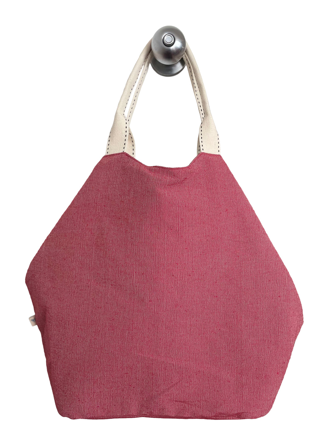 Red Ecofriendly canvas bag made out of recycled plastic and textiles
