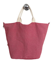Load image into Gallery viewer, Red Ecofriendly canvas bag made out of recycled plastic and textiles
