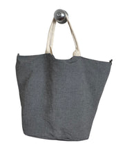 Load image into Gallery viewer, Charcoal Ecofriendly canvas bag made out of recycled plastic and textiles
