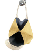 Load image into Gallery viewer, Yellow Ecofriendly canvas bag made out of recycled plastic and textiles
