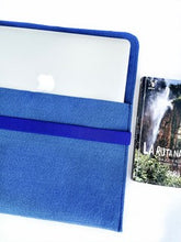 Load image into Gallery viewer, New Blue Strap Laptop Sleeve 13 inches from Fiber made from Recycled Plastic Bottles. Fits MacBook Pro, MacBook Air,  others. Light weight

