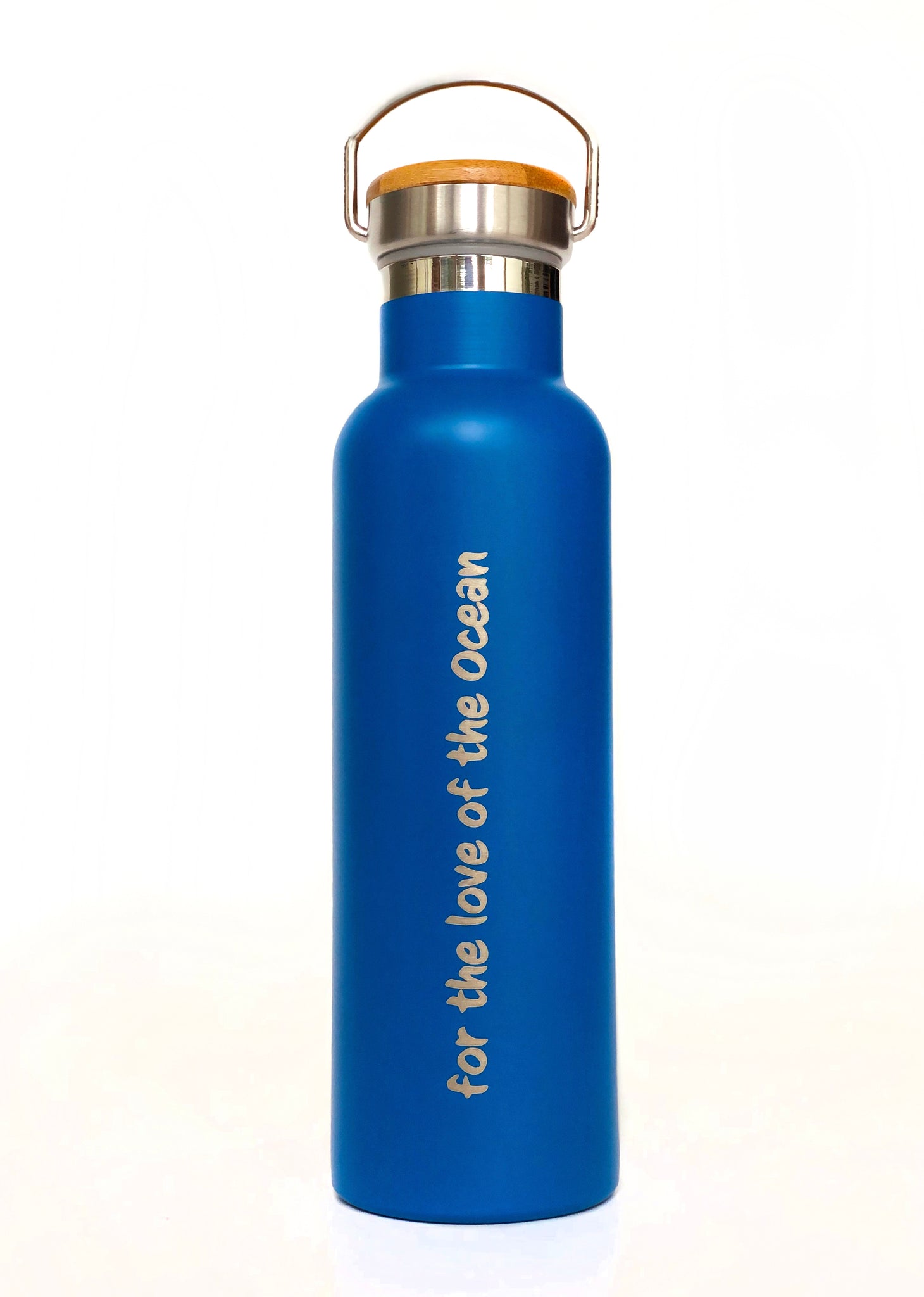 Recycled Plastic Custom Printed Reusable Water Bottles - Bamboo Lid