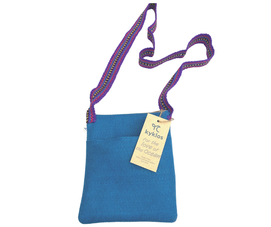 New Blue Tote made with Recycled Soft Felt Fabric from Plastic